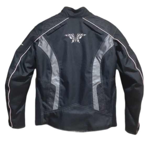 Cordura Women's Motorcycle Jacket Black Silver Pink Size XS - Picture 2 of 14